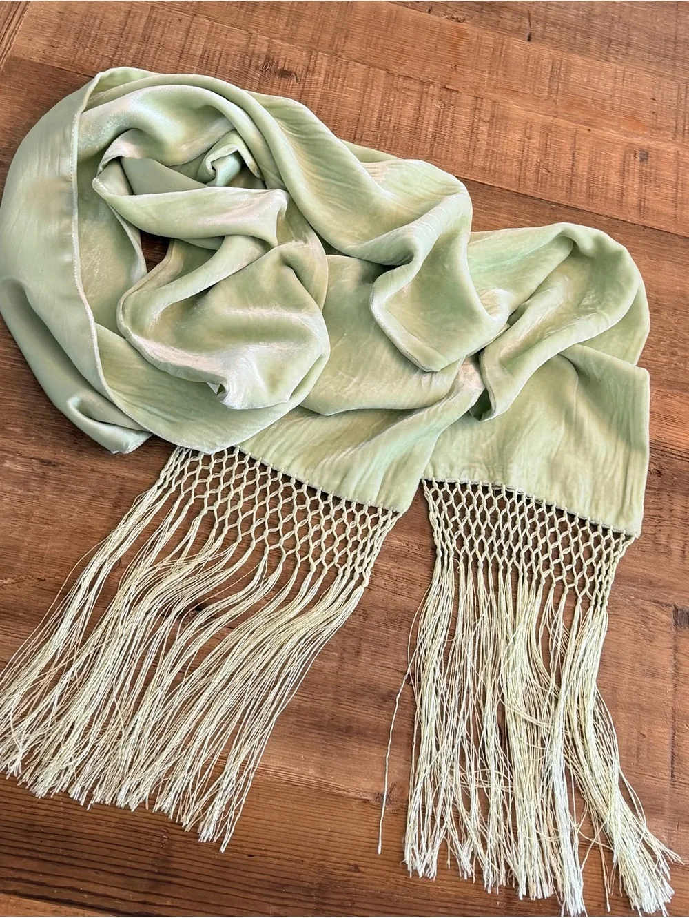Vintage V. Fraas silk | Viscose Macrame Fringed Scarf. Velour | Feminine | Luxe